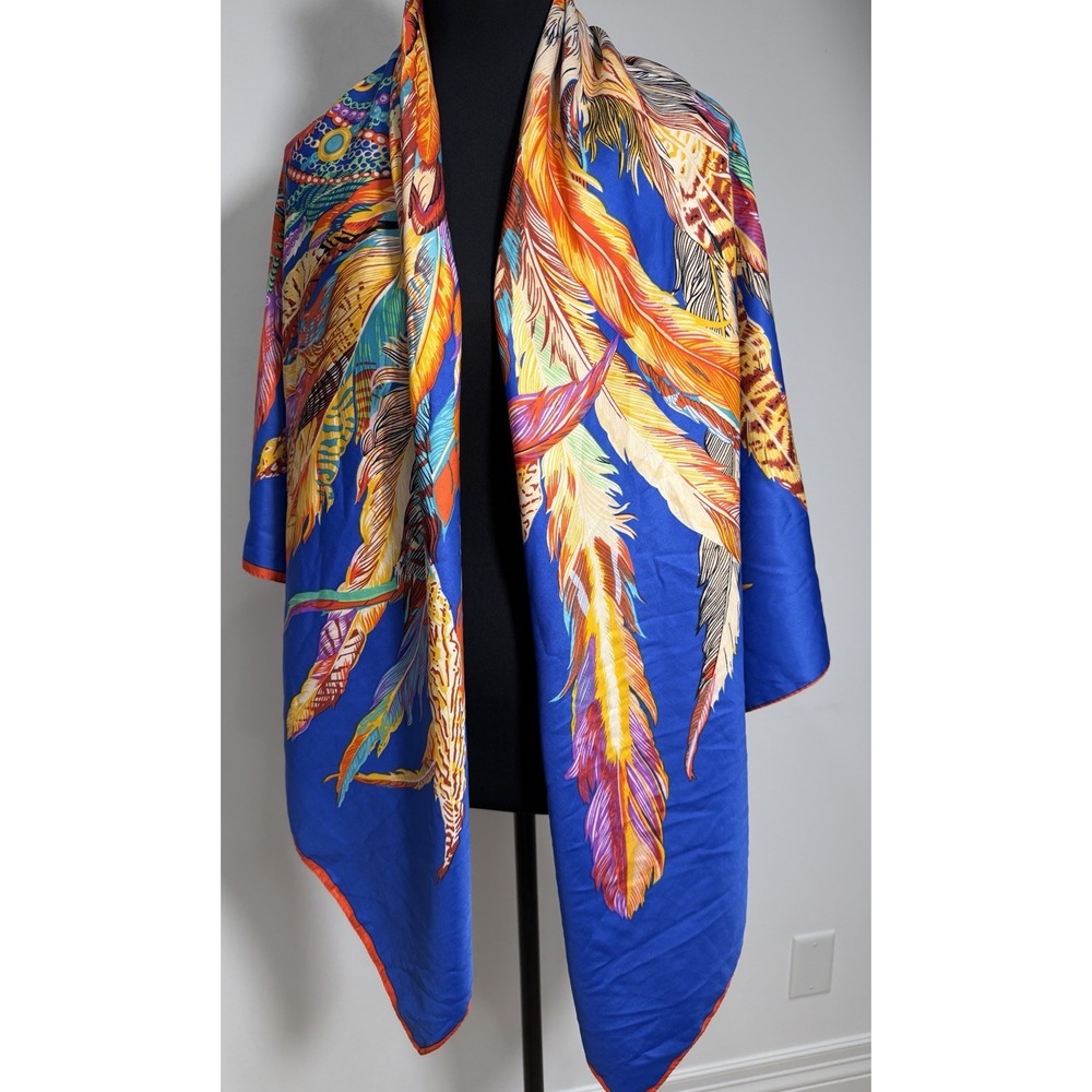 scarf for women light weight Square 50@ By 50" Wrap Feathers  Multicolor